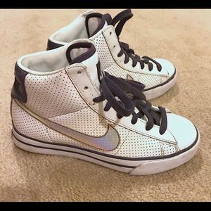 Purple holographic Nike high tops